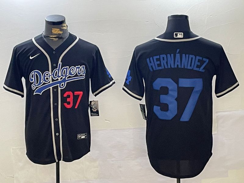 Men Los Angeles Dodgers 37 Hernandez Black Game 2024 Nike MLB Jersey style 11214